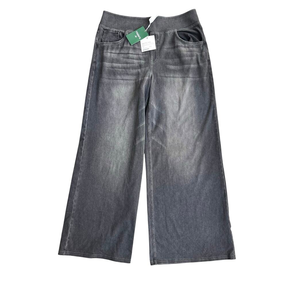Halara Flex Denim Wide Leg Jeans Gray Distressed TikTok Viral Athleisure XL - Picture 2 of 13
